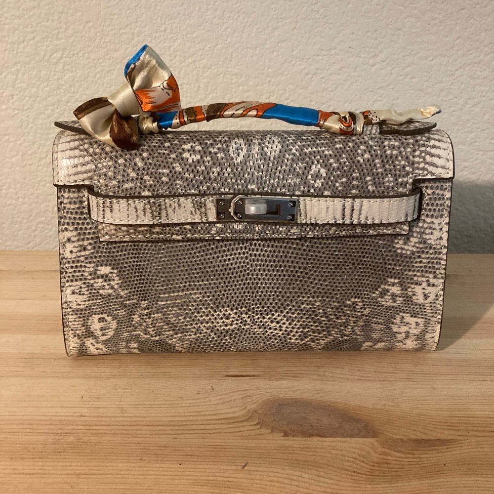 Elegant Ombré Lizard Women's Bag silver